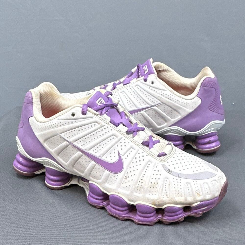 Nike Shox TLX Running Sneakers Sz 7.5 White Purple Athletic Shoe Streetwear READ
